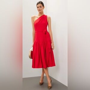Kate Spade New York Red Satin One Shoulder Dress w Missing Belt Size 4